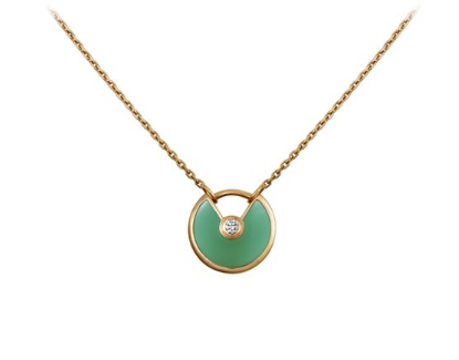 Amulette de Cartier Chrysoprase Diamond Necklack in Yellow Gold, White Gold and Pink Gold